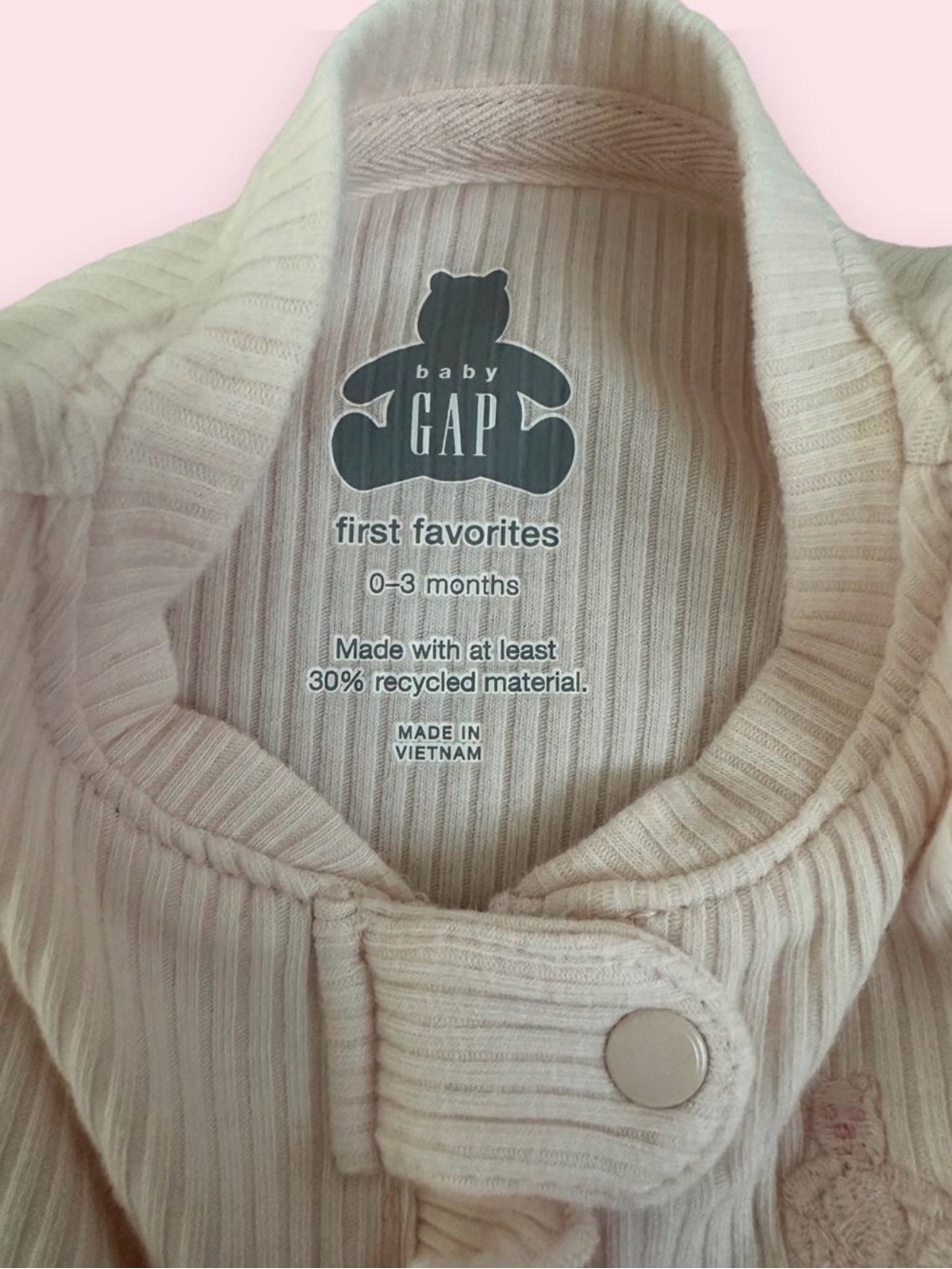 GAP Baby Pink Ribbed Ruffle One-Piece 0-3mo - Picture 7 of 7